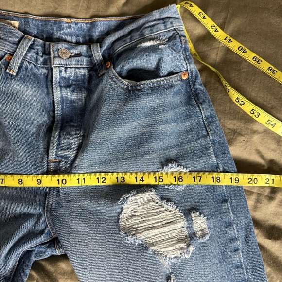 Levi’s Premium 501 Distressed Straight Leg Jeans 27x30 100% Cotton Button Fly - Picture 11 of 13